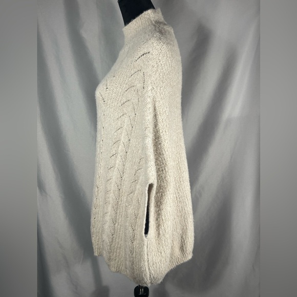 Akemi + Kin Anthropologie Rosie Pointelle Knit Eyelash Sweater Cream One Size - Picture 4 of 11